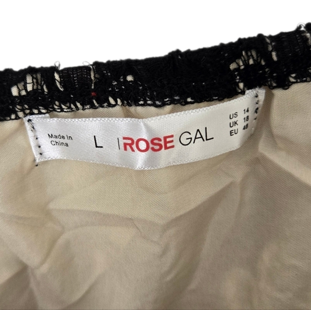 Rosegal Strapless Fit & Flare Dress Size Large Black & Beige Floral Lace - Picture 5 of 8